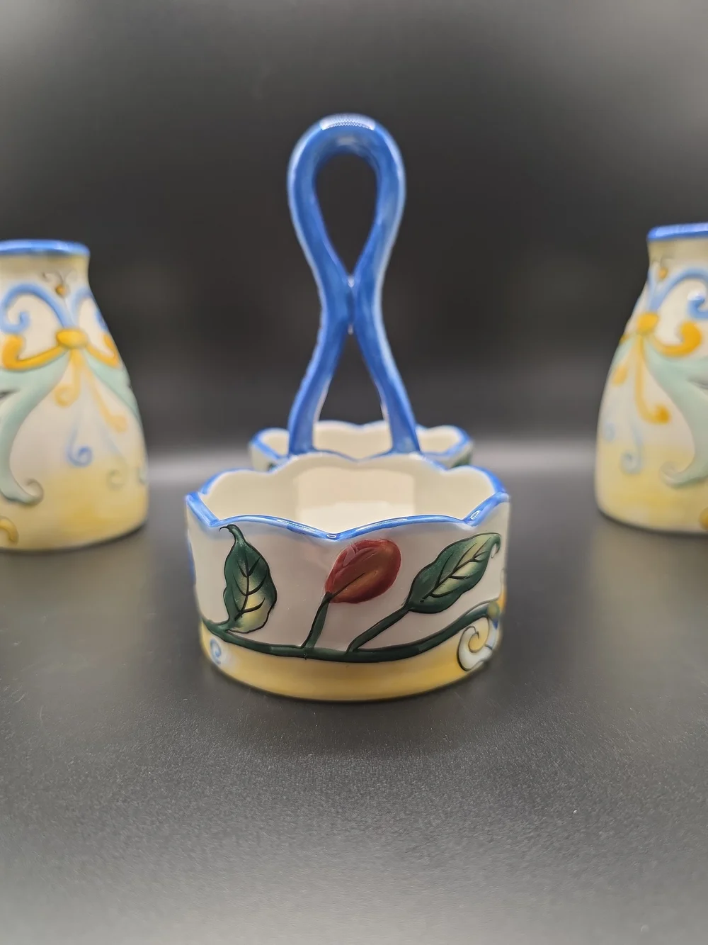 Fitz And Floyd Ricamo Ceramic Oil And Vinegar Cruet Set
